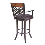 26" Brown Faux Leather And Iron Counter Height Bar Chair - Homeroots - Flyclothing LLC