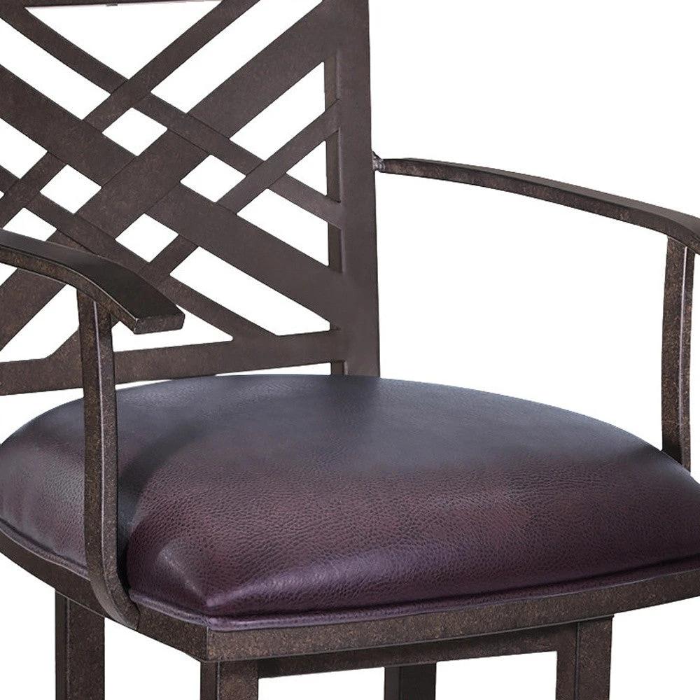 30" Brown Faux Leather And Iron Bar Height Bar Chair - Homeroots - Flyclothing LLC