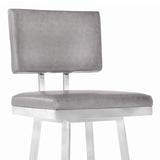 26" Light Gray And Silver Iron Swivel Counter Height Bar Chair - Homeroots - Flyclothing LLC