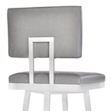 26" Light Gray And Silver Iron Swivel Counter Height Bar Chair - Homeroots - Flyclothing LLC