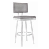 26" Light Gray And Silver Iron Swivel Counter Height Bar Chair - Homeroots - Flyclothing LLC