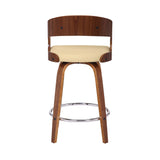 26" Cream And Brown Faux Leather And Iron Swivel Low Back Counter Height Bar Chair - Homeroots - Flyclothing LLC