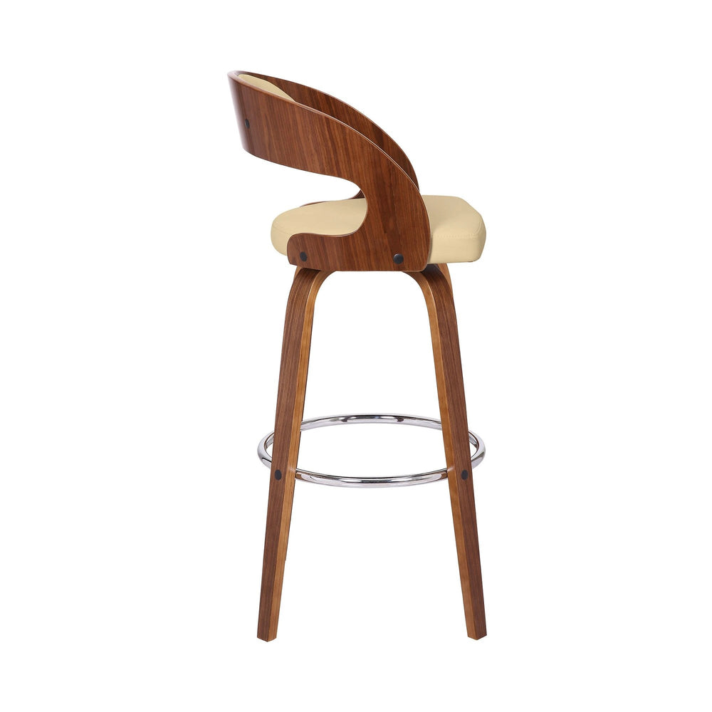 30" Cream And Brown Iron Swivel Low Back Bar Height Bar Chair - Homeroots - Flyclothing LLC