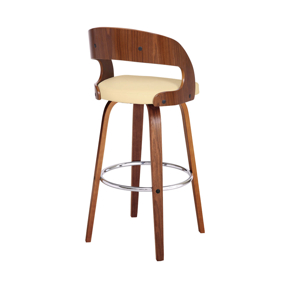 30" Cream And Brown Iron Swivel Low Back Bar Height Bar Chair - Homeroots - Flyclothing LLC