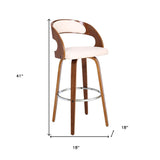 30" Cream And Brown Iron Swivel Low Back Bar Height Bar Chair - Homeroots - Flyclothing LLC