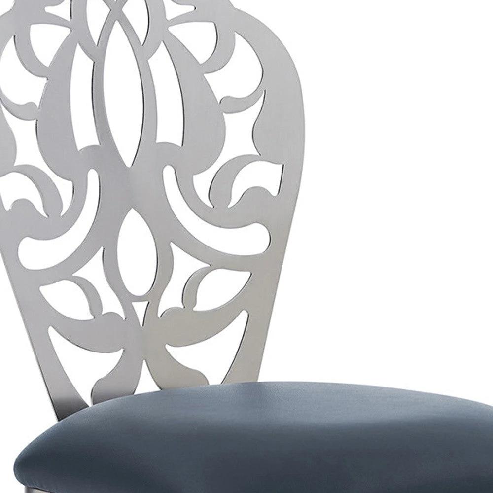 30" Gray And Silver Iron Swivel Bar Height Bar Chair - Homeroots