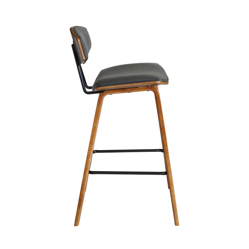 29" Gray And Brown Iron Low Back Bar Height Bar Chair - Homeroots - Flyclothing LLC