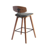 29" Gray And Brown Iron Low Back Bar Height Bar Chair - Homeroots - Flyclothing LLC