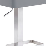 25" Gray And Silver Faux Leather And Iron Swivel Backless Adjustable Height Bar Chair - Homeroots