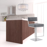 25" Gray And Silver Faux Leather And Iron Swivel Low Back Adjustable Height Bar Chair - Homeroots - Flyclothing LLC