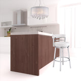 30" White And Silver Faux Leather And Iron Swivel Low Back Bar Height Bar Chair - Homeroots - Flyclothing LLC