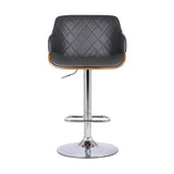 25" Gray And Silver Faux Leather And Iron Swivel Low Back Adjustable Height Bar Chair - Homeroots