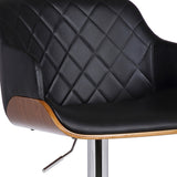 25" Black And Silver Faux Leather And Iron Swivel Low Back Adjustable Height Bar Chair - Homeroots