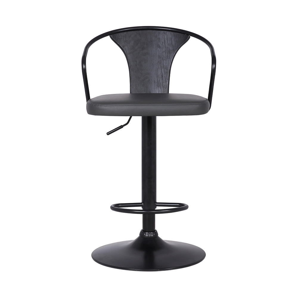 24" Gray And Black Iron Swivel Low Back Adjustable Height Bar Chair - Homeroots - Flyclothing LLC