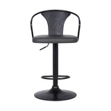 24" Gray And Black Iron Swivel Low Back Adjustable Height Bar Chair - Homeroots - Flyclothing LLC
