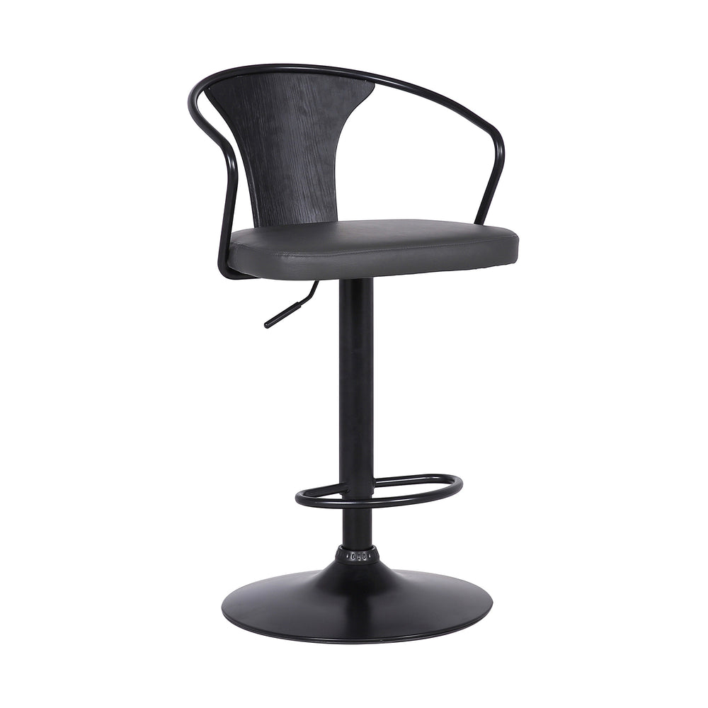 24" Gray And Black Iron Swivel Low Back Adjustable Height Bar Chair - Homeroots - Flyclothing LLC