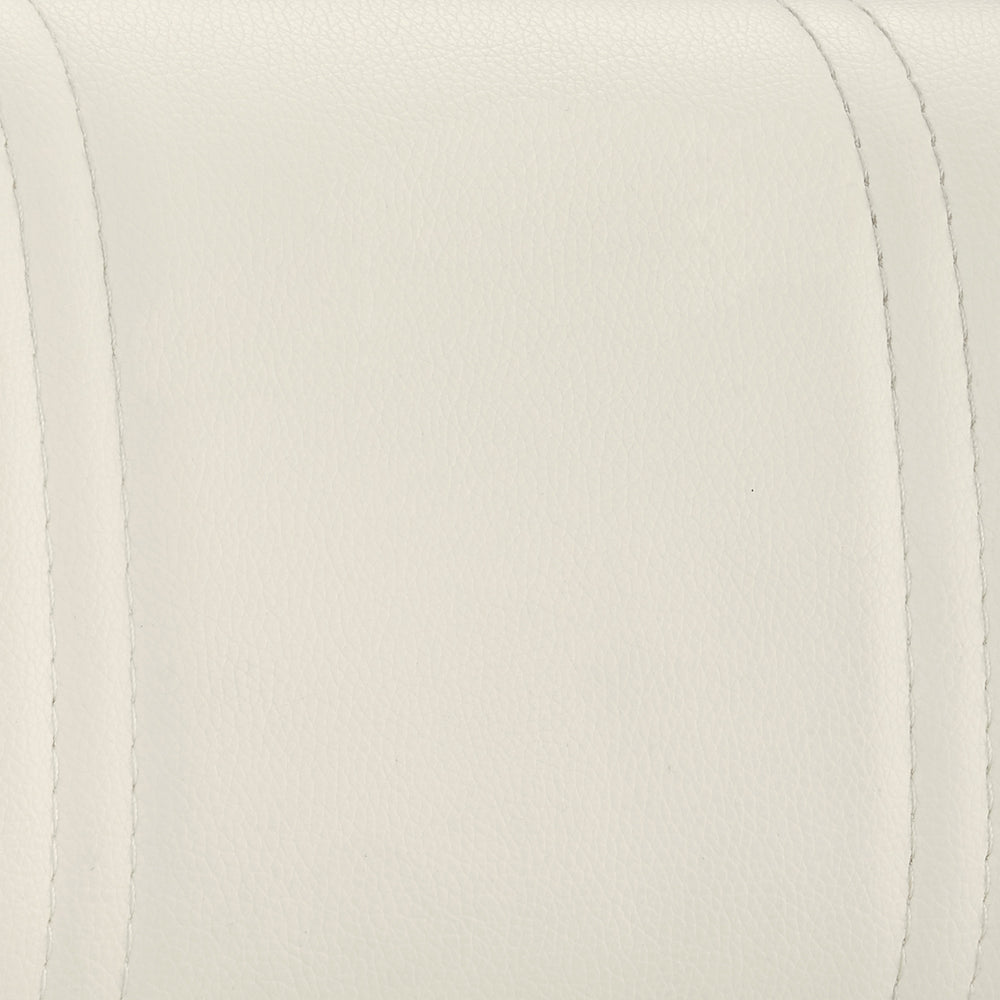 25" White And Silver Faux Leather And Iron Swivel Low Back Adjustable Height Bar Chair - Homeroots