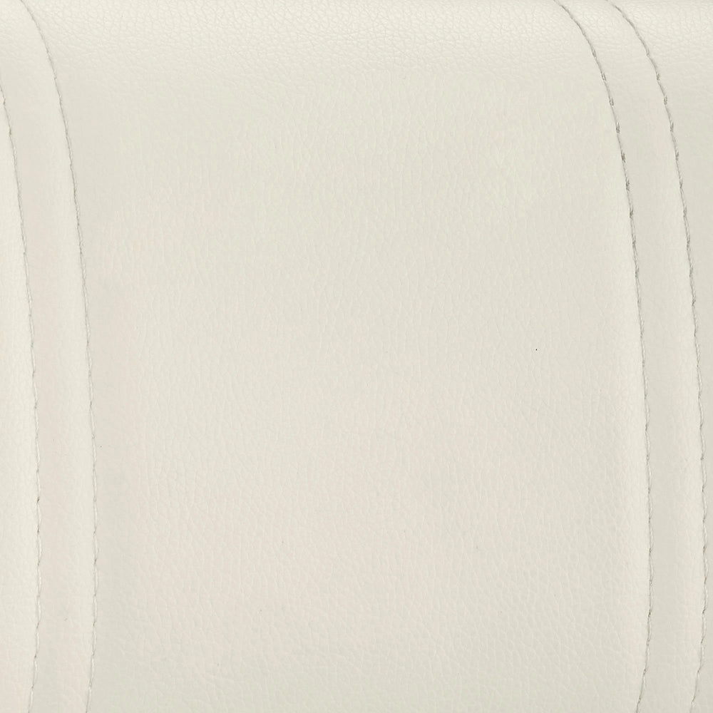 25" White And Silver Faux Leather And Iron Swivel Low Back Adjustable Height Bar Chair - Homeroots