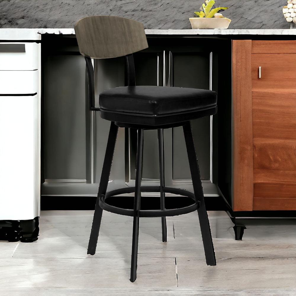 30" Black Iron Bar Height Bar Chair - Homeroots