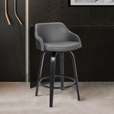 26" Gray And Black Iron Swivel Low Back Counter Height Bar Chair - Homeroots - Flyclothing LLC