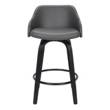 26" Gray And Black Iron Swivel Low Back Counter Height Bar Chair - Homeroots - Flyclothing LLC