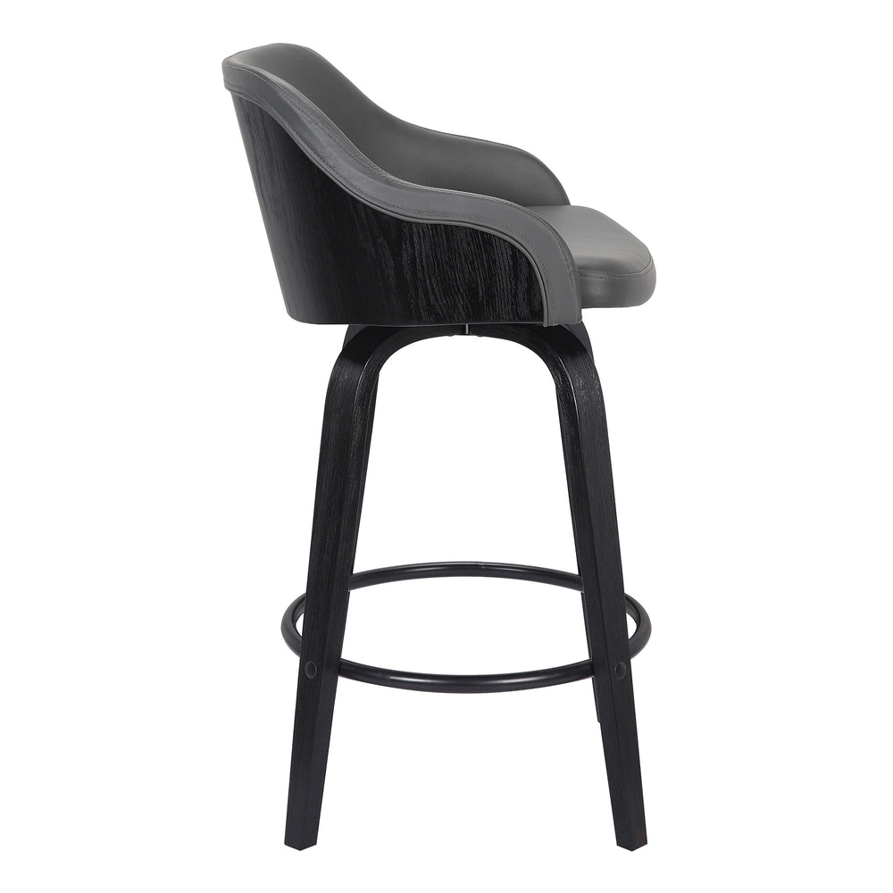 26" Gray And Black Iron Swivel Low Back Counter Height Bar Chair - Homeroots - Flyclothing LLC