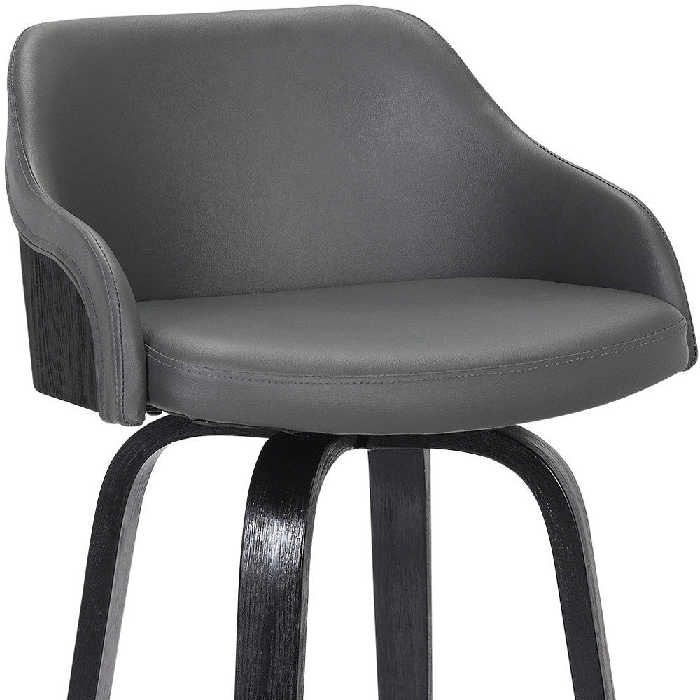 26" Gray And Black Iron Swivel Low Back Counter Height Bar Chair - Homeroots - Flyclothing LLC