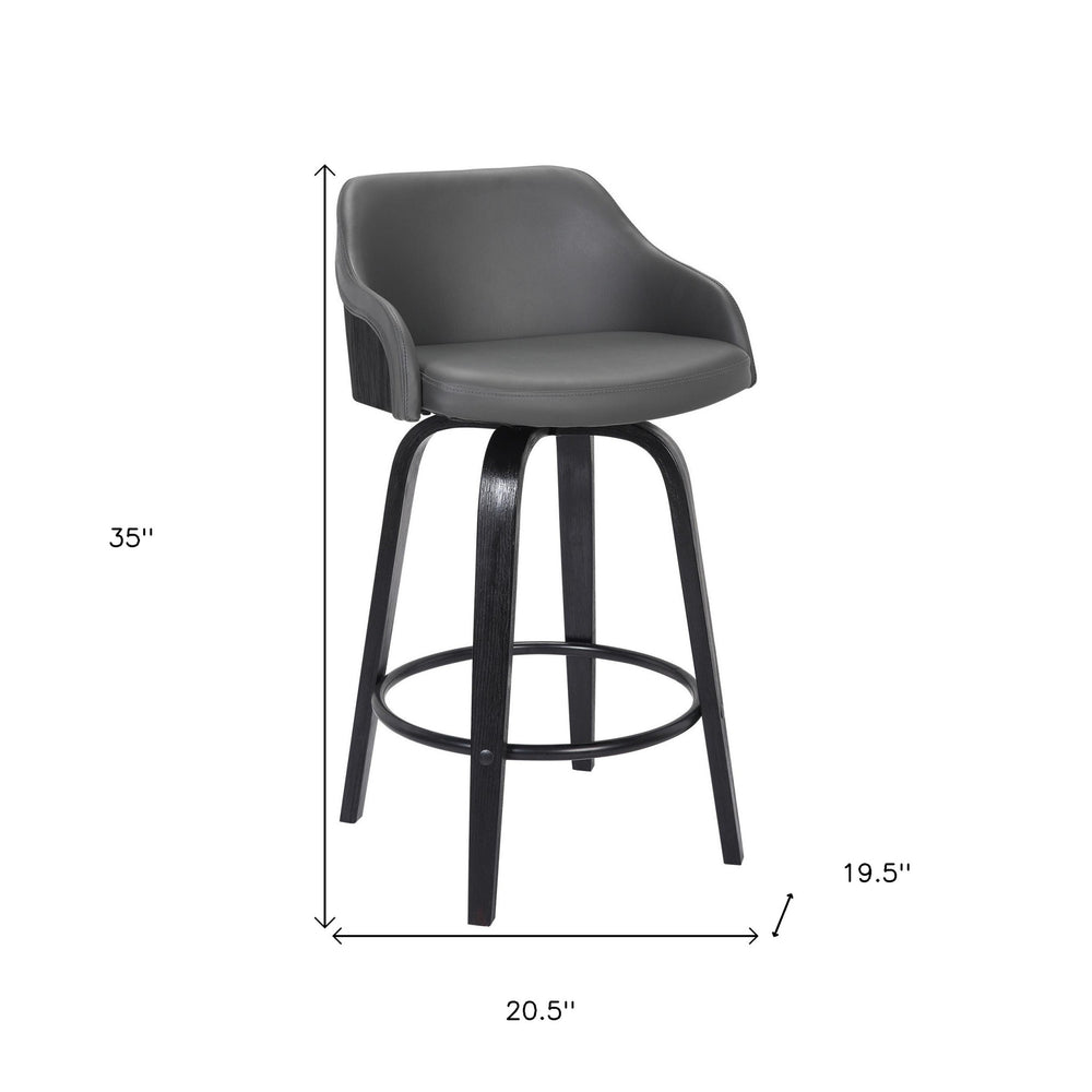26" Gray And Black Iron Swivel Low Back Counter Height Bar Chair - Homeroots - Flyclothing LLC