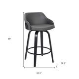 26" Gray And Black Iron Swivel Low Back Counter Height Bar Chair - Homeroots - Flyclothing LLC