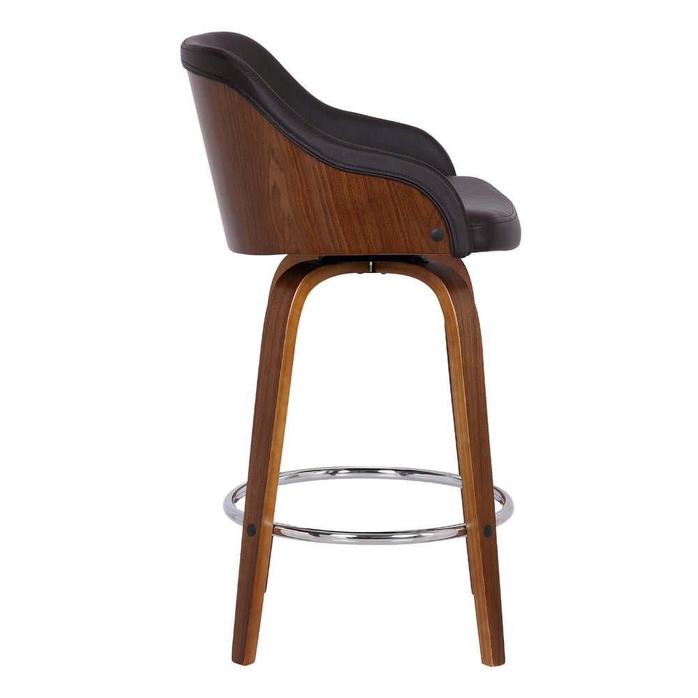 30" Brown Iron Swivel Low Back Bar Height Bar Chair - Homeroots - Flyclothing LLC