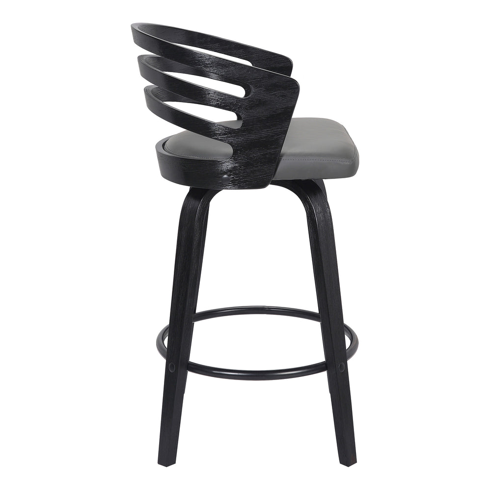 26" Gray And Black Iron Swivel Low Back Counter Height Bar Chair - Homeroots - Flyclothing LLC