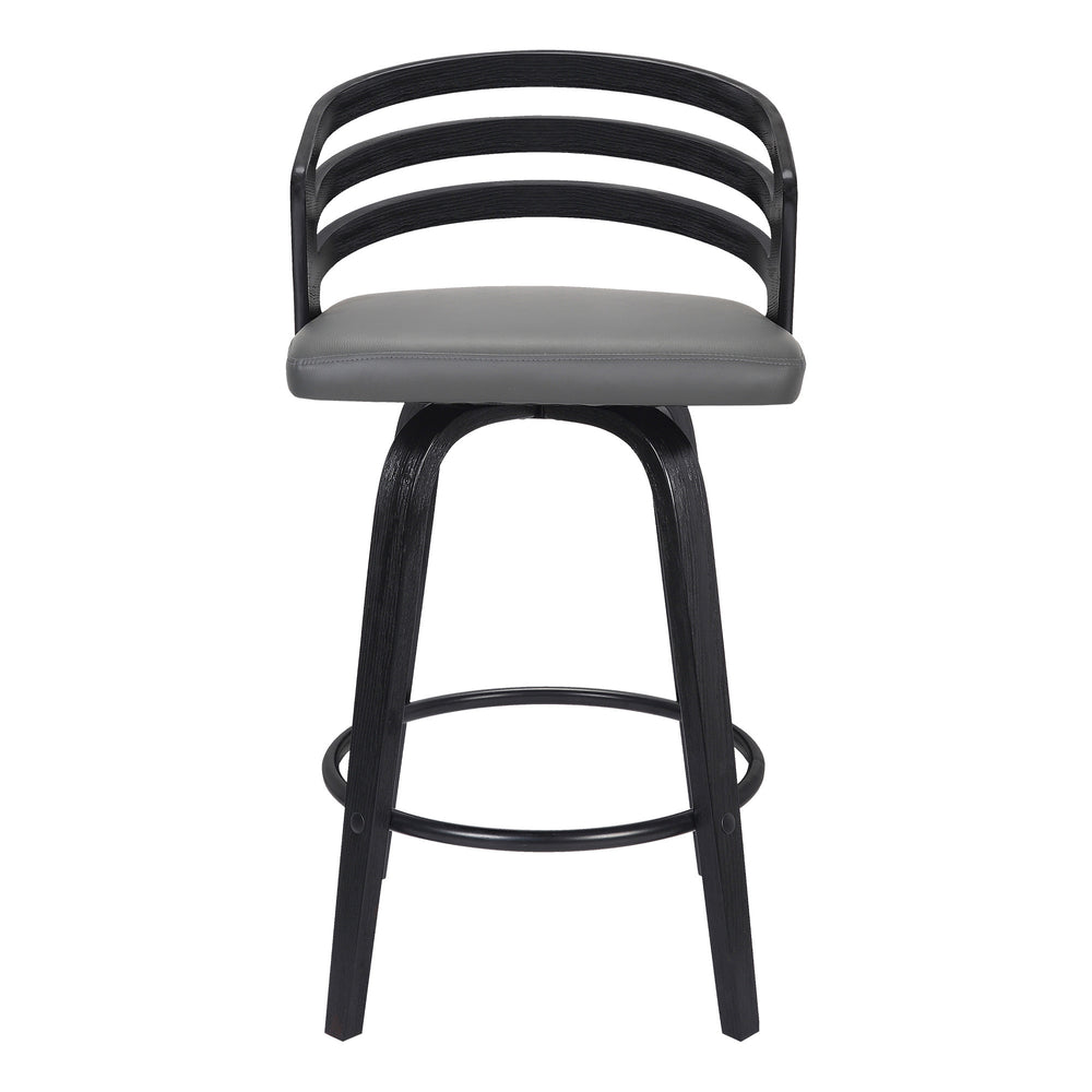 26" Gray And Black Iron Swivel Low Back Counter Height Bar Chair - Homeroots - Flyclothing LLC