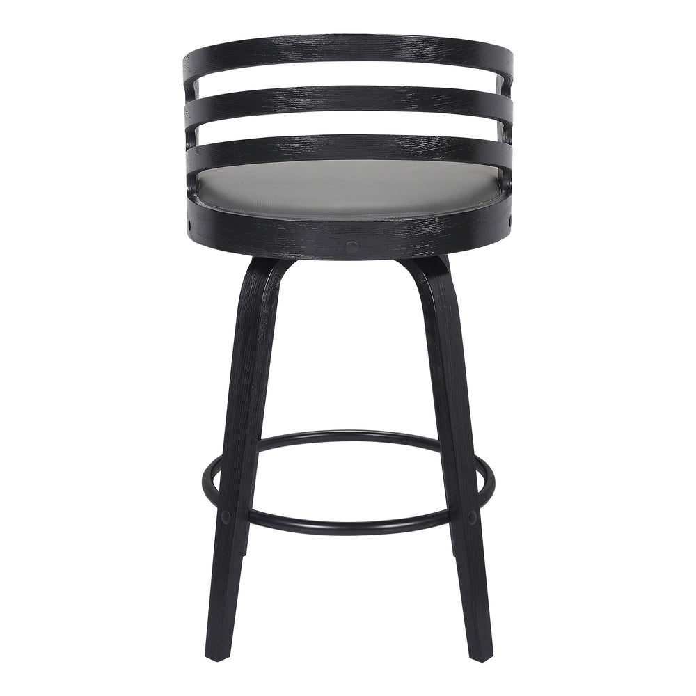 26" Gray And Black Iron Swivel Low Back Counter Height Bar Chair - Homeroots - Flyclothing LLC