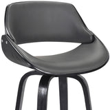 26" Gray And Black Faux Leather And Iron Swivel Low Back Counter Height Bar Chair - Homeroots