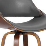 26" Gray And Brown Faux Leather And Iron Swivel Low Back Counter Height Bar Chair - Homeroots