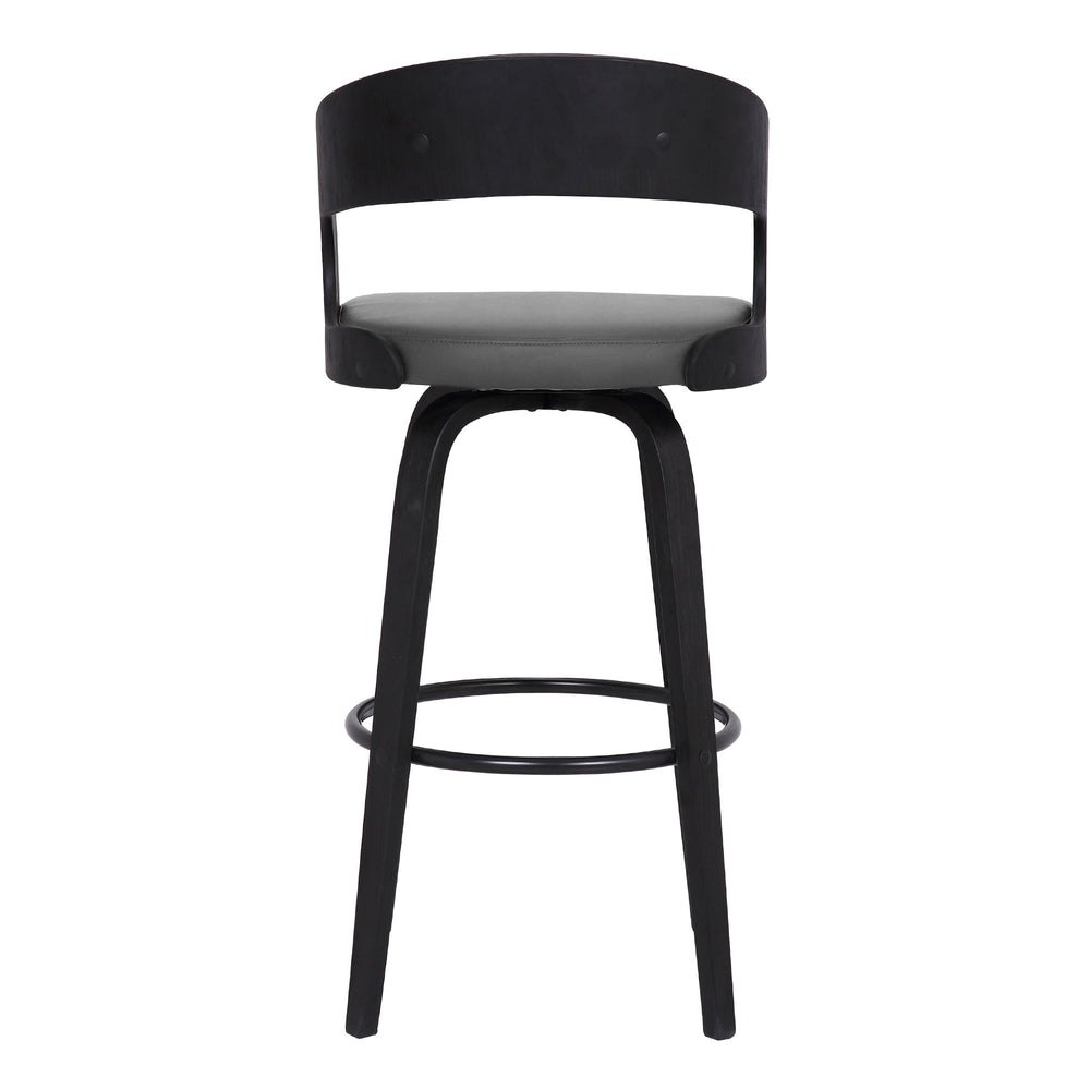 30" Gray And Black Iron Swivel Low Back Bar Height Bar Chair - Homeroots - Flyclothing LLC