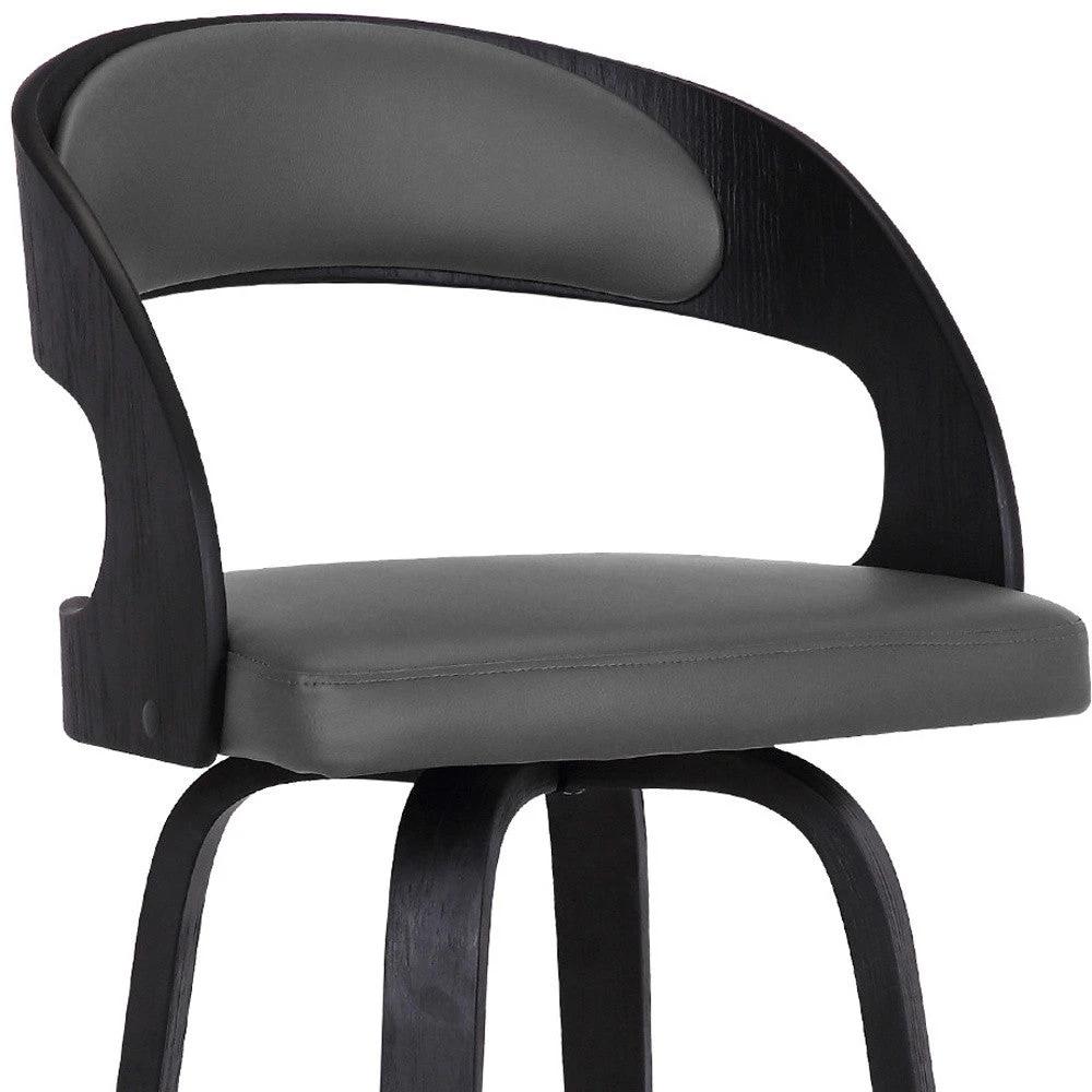 30" Gray And Black Iron Swivel Low Back Bar Height Bar Chair - Homeroots - Flyclothing LLC