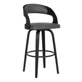 30" Gray And Black Iron Swivel Low Back Bar Height Bar Chair - Homeroots - Flyclothing LLC