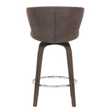 30" Brown Faux Leather And Iron Swivel Low Back Bar Height Bar Chair - Homeroots - Flyclothing LLC