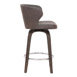 30" Brown Faux Leather And Iron Swivel Low Back Bar Height Bar Chair - Homeroots - Flyclothing LLC