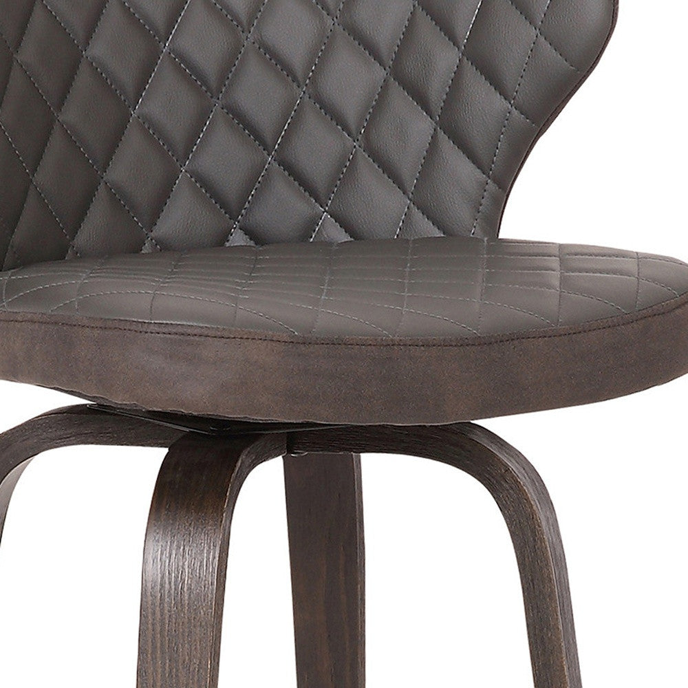 30" Brown Faux Leather And Iron Swivel Low Back Bar Height Bar Chair - Homeroots - Flyclothing LLC