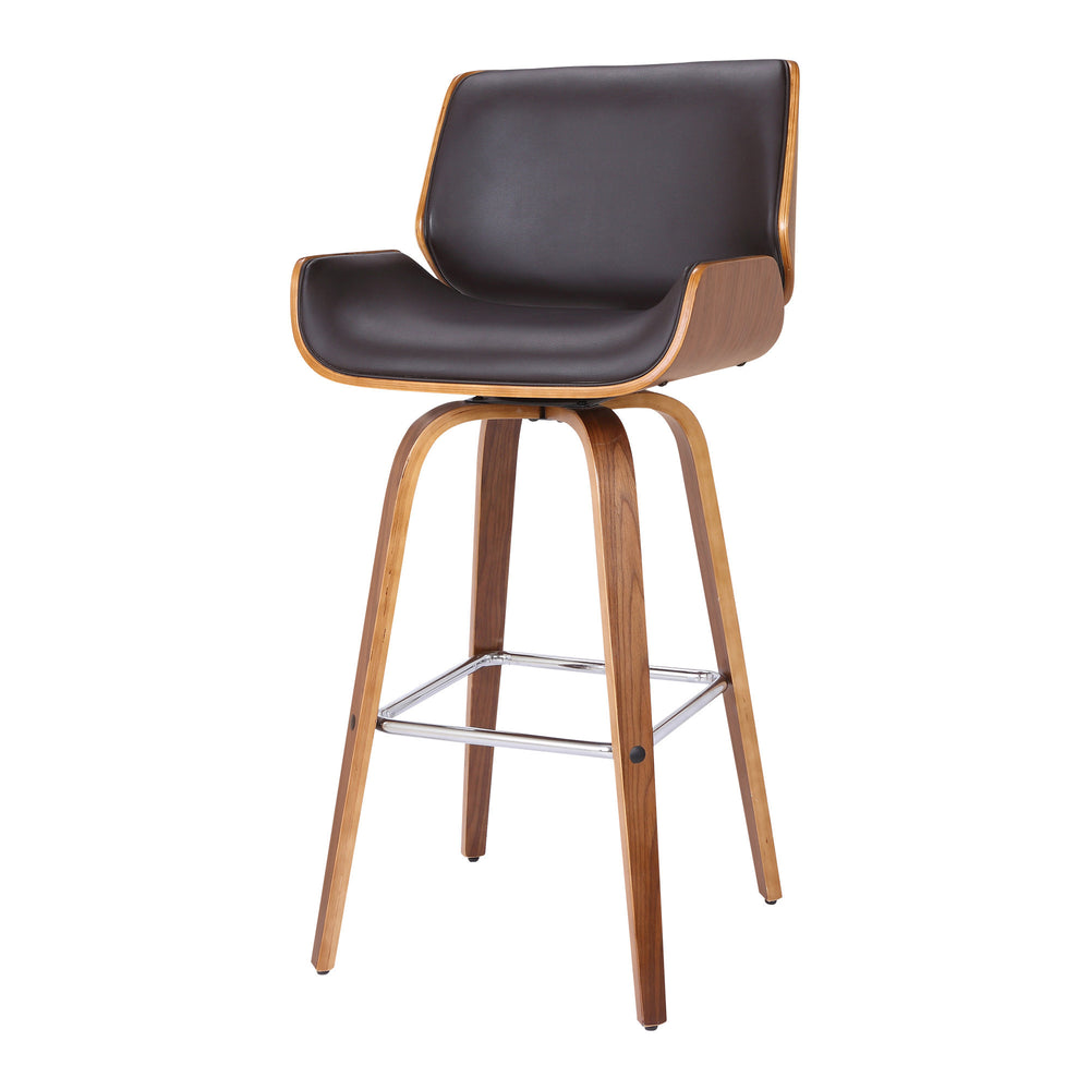 26" Brown Solid Wood Swivel Low Back Counter Height Bar Chair - Homeroots - Flyclothing LLC