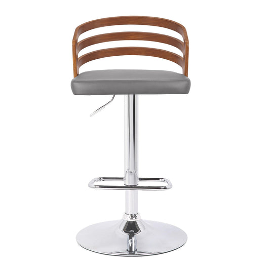 25" Gray And Silver Iron Swivel Low Back Adjustable Height Bar Chair - Homeroots