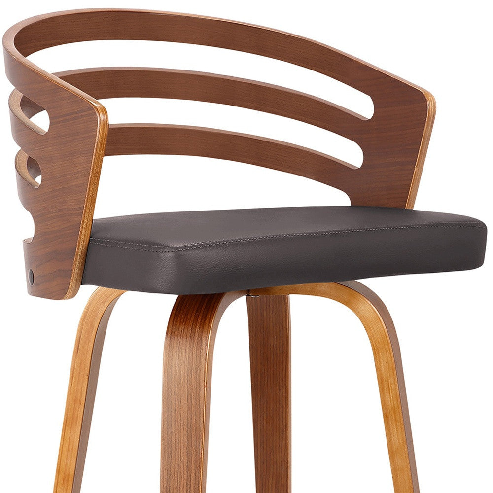 26" Brown Iron Swivel Low Back Counter Height Bar Chair - Homeroots - Flyclothing LLC