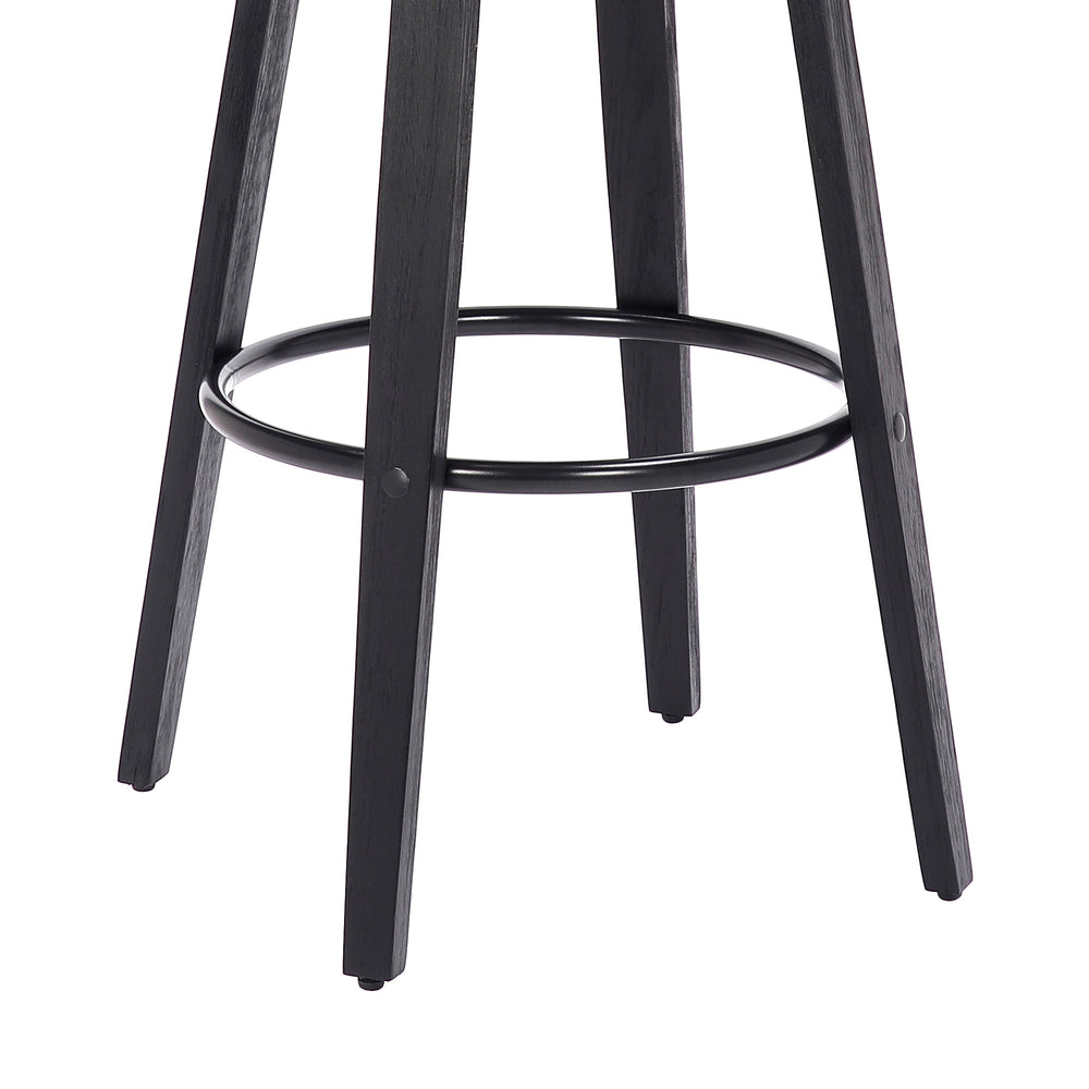 29" Gray And Black Solid Wood Swivel Backless Bar Height Bar Chair - Homeroots