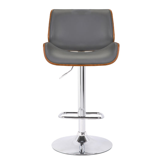 24" Gray And Silver Iron Swivel Low Back Adjustable Height Bar Chair - Homeroots