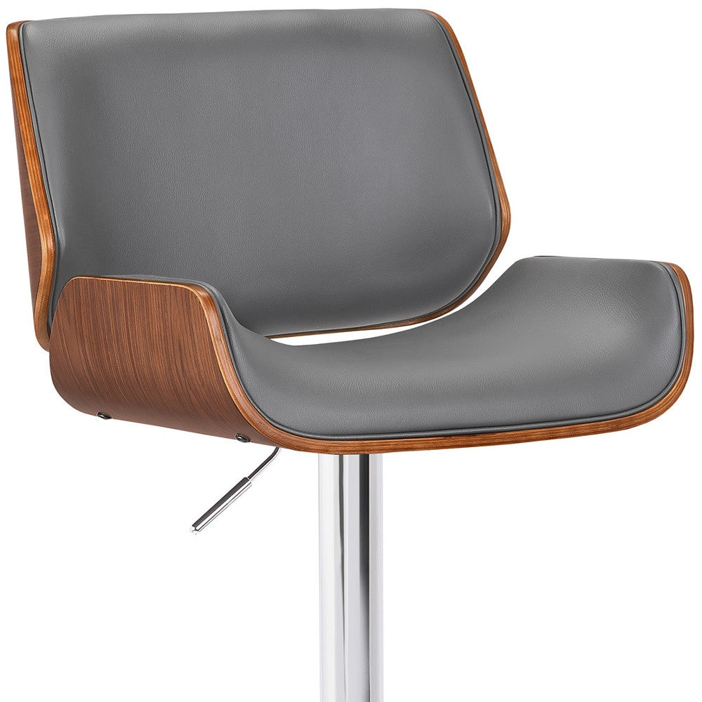 24" Gray And Silver Iron Swivel Low Back Adjustable Height Bar Chair - Homeroots