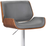 24" Gray And Silver Iron Swivel Low Back Adjustable Height Bar Chair - Homeroots