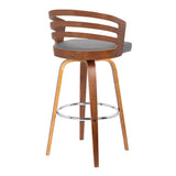 30" Gray And Brown Iron Swivel Low Back Bar Height Bar Chair - Homeroots - Flyclothing LLC