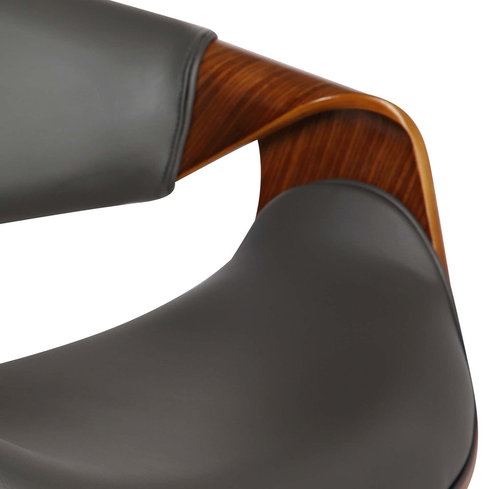 24" Gray And Silver Solid Wood Swivel Low Back Adjustable Height Bar Chair - Homeroots